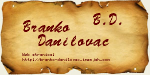 Branko Danilovac vizit kartica